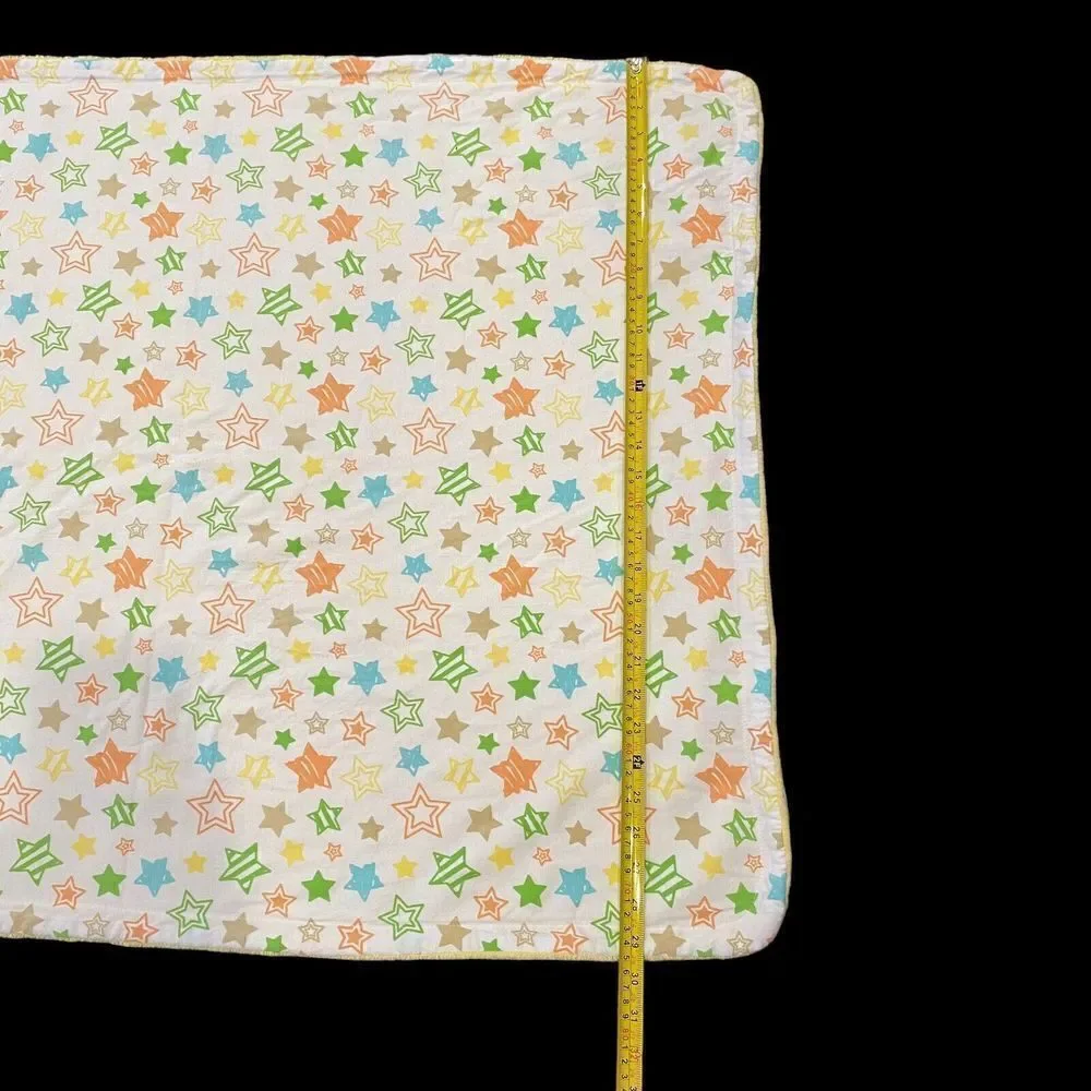 Falls Creek‎ Fleece Baby Blanket Striped Stars Yellow Green Plush 2011 30”x38”